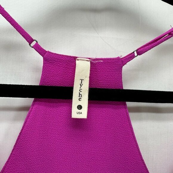 Tyche Tank Top Womens Sz L V-Neck Adjustable Strap Racerback Flowy Cami Fuchsia - Picture 7 of 10